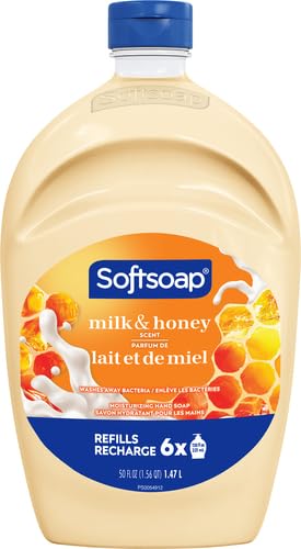 Softsoap Antibacterial Liquid Hand Soap Refill - Milk and Golden Honey 1.47 Liters - Moisturizing Hand Wash, Savon a Main, Dermatologically Tested, for Soft Smooth Skin (Packaging may vary)