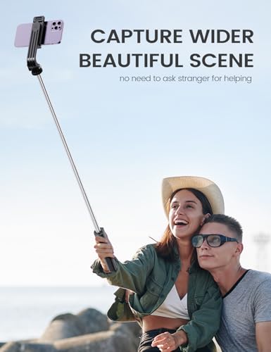 ANXRE Extendable Selfie Stick with Wireless Remote | Compact Portable for Travel, 41.7" Selfie Stick Compatible with iPhone Samsung Android Smartphones
