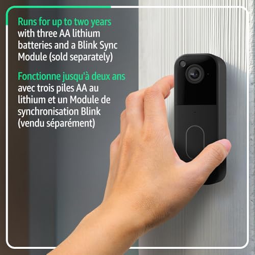 Blink Video Doorbell – Head-to-toe HD view, two-year battery life, and simple setup. Required Sync Module not included – Add-On (Black)
