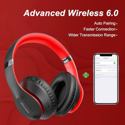 Glynzak Wireless Bluetooth Headphones Over Ear V6.0 HiFi Stereo with Mic