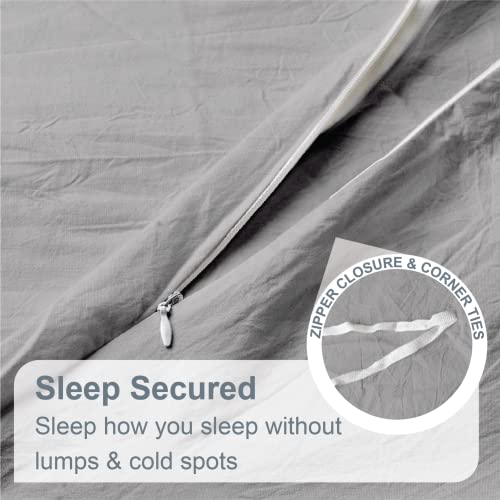 Swift Home King/Cal King 100% Cotton Chambray Duvet Cover Set, Yarn Dyed, Prewashed & Pre-Wrinkled – Ash Grey, King/Cal King (106” x 92”) – Comforter Not Included