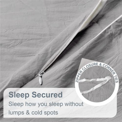 Swift Home King/Cal King 100% Cotton Chambray Duvet Cover Set, Yarn Dyed, Prewashed & Pre-Wrinkled – Ash Grey, King/Cal King (106” x 92”) – Comforter Not Included