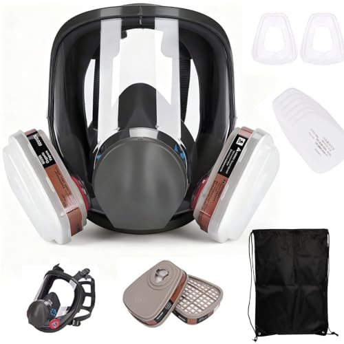 15 in 1 Reusable Half Face Mask, with Filters, Anti-Fog Glasses, Adjustable Headstraps for Anti-Fog, Dust-Proof