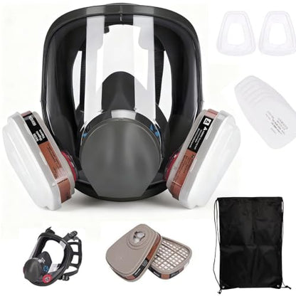 15 in 1 Reusable Half Face Mask, with Filters, Anti-Fog Glasses, Adjustable Headstraps for Anti-Fog, Dust-Proof