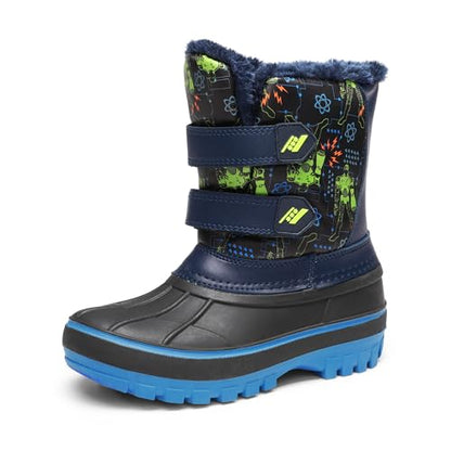 DREAM PAIRS Kids Waterproof Winter Snow Boots,Black/Green,1 Little Kid