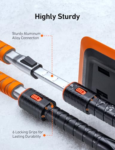 AstroAI 47.2 Inch 2-in-1 Snow Scraper for car Snow Broom(Orange-Black)