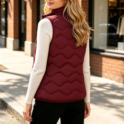Womens Puffer Vest Lightweight Zip Up Sleeveless Winter Quilted Jackets