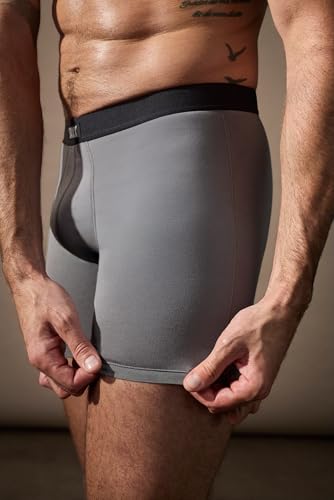 SAXX Underwear Co. Men's Core Cotton Boxer Brief Fly 3-Pack, Black/Shade/Dark Denim, Medium