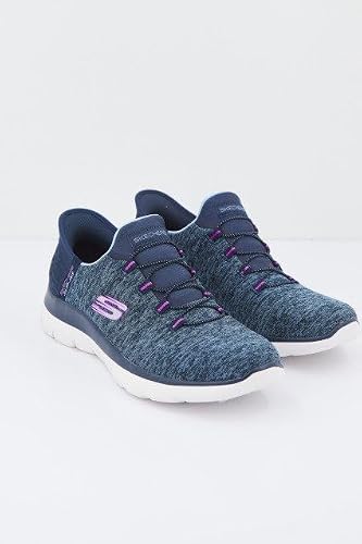 Skechers Women's Summits Hands-Free Slip-Ins – Memory Foam Insole, Heel Pillow, Vegan Materials Sneaker, Navy Purple