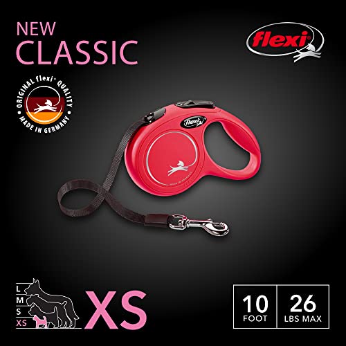 Flexi 25210755: Classic Retractable Tape Dog Leash, Red Xs 26 Lbs 10Ft