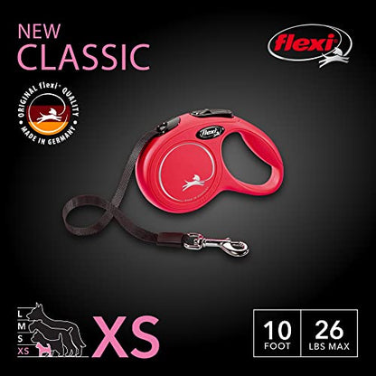 Flexi 25210755: Classic Retractable Tape Dog Leash, Red Xs 26 Lbs 10Ft
