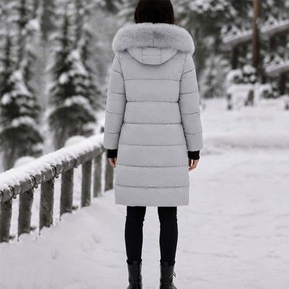 Womens Winter Jackets Long Puffer Coat Zip up Hooded Padded Outwear | Women's down Alternative Coats & Jackets,Heavyweight Warm Padded Outerwear,Faux Fur Hood,Long Sleeve,With Pockets,Winter 2026