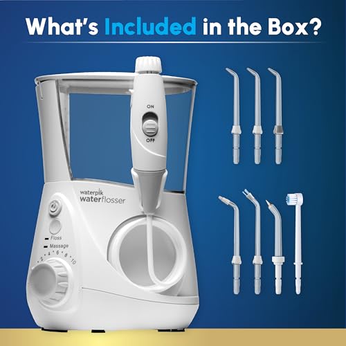 Waterpik Aquarius Countertop Water Flosser for Teeth, 10 Settings, White | For teeth, gums and braces, multiple users and needs, electric power, CDA Validated, ADA Accepted, WP-660