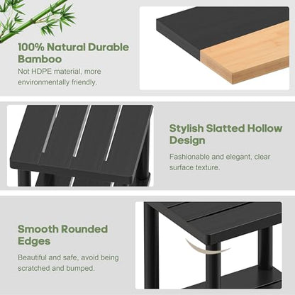 Outdoor Side Table with 2-Tier, Bamboo Small Patio Adirondack Tables