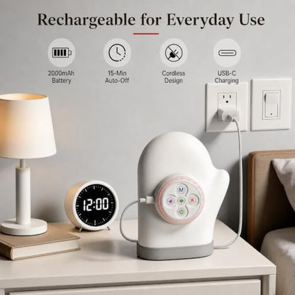 Rechargeable Hand Comfort Device with 3 Temperature Settings, 15-Min Auto-Off, 5 Level Settings & 3 Operating Modes