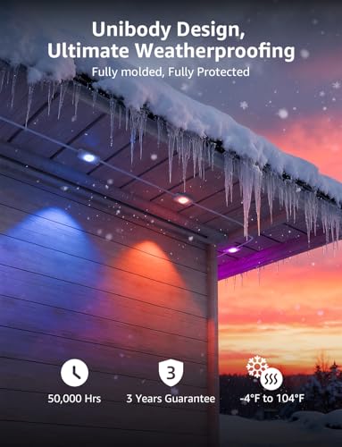 Lepro EE1 AI Permanent Outdoor Lights, 50ft 30 RGB+IC LED & Dual Output | IP67 Waterproof Eave Light for Christmas, Halloween, Smart Light Decor, Works with Alexa & Google, 2.4 GHz WiFi/Bluetooth