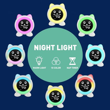 I·CODE Time to Wake Kids Alarm Clock, Toddler Sleep Training Clock | Night Light & Nap Timer, Gift for 2-10 Years Old Children Boys Girls