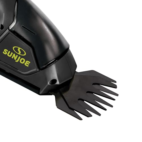 Sun Joe 2-in-1 Cordless 7.2V Handheld Grass Shear & Hedge Trimmer, HJ604C | 4" Grass Shear and 6" Hedge Trimmer Blades, Battery-Powered Operation, Safety Switch, and Blade Cover for Yard Care