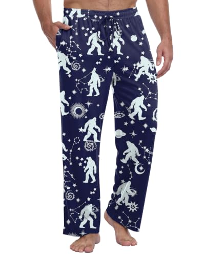 PrinStory Mens Pj Pants Lightweight Pajama Bottoms with Button Fly L