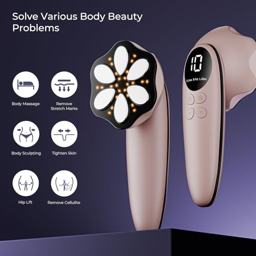 Cellulite Massage Tool - 4 in 1 Professional Body Sculpting Machine with 3 Modes, Heating Function10 Intensity Levels, Suitable for Belly, Waist, Buttocks, Arms, Legs, Wireless & Lightweight