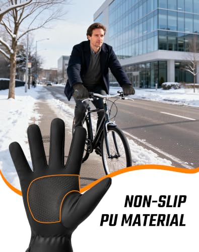 ATERCEL Winter Gloves for Cold Weather, Warm Thermal Cycling Gloves with Touchscreen, for Running, Walking, Driving