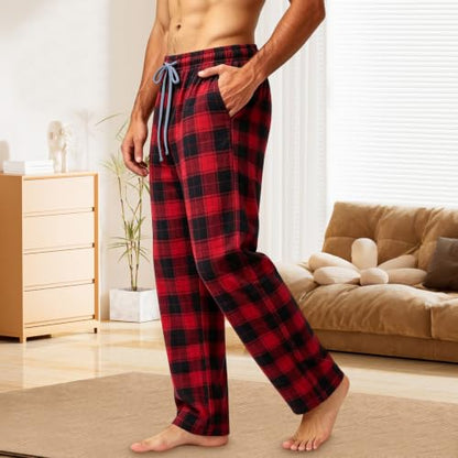 Buffalo Plaid Pajama Pants Men Flannel Pj Bottoms with Pockets
