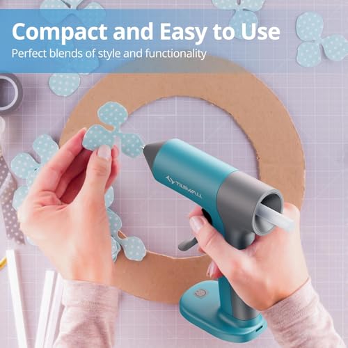 Tilswall Cordless Hot Glue Applicator Kit with Hot Glue Sticks, 30s Fast Preheat, USB-C Rechargeable Glue Applicator Cordless Design, Mini Hot Glue Applicator for DIY Crafts, Home Repairs (Blue)