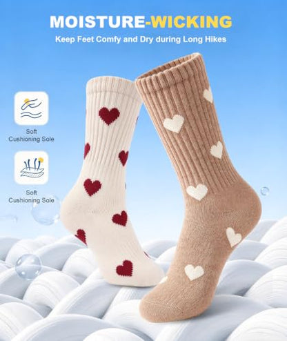 SIMIYA 5 Pairs Merino Wool Socks for Women Warm Extra Thick Winter Thermal | Super Warm for Cold Weather, Cozy Soft, Moisture-Wicking, Reinforced Toe, Crew Hiking Socks for Work Daily, Fun Cute Design