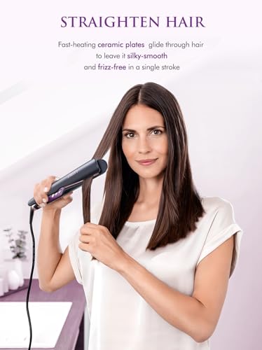 LANDOT Hair Straightener and Curler 2 in 1, Twist Flat Iron 1" Dual Voltage
