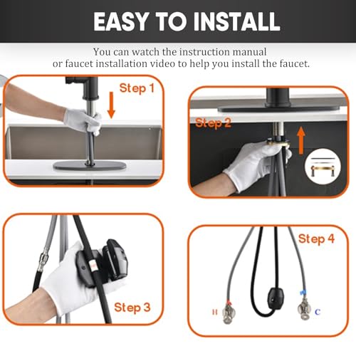 GIFTQOOL Commercial Kitchen Faucet with Pull Down 2 Modes Sprayer, 360° Swivel for Full Sink Coverage High-Arc Spring Design, Stainless Steel Single Handle 1 Hole Modern Taps, Matte Black