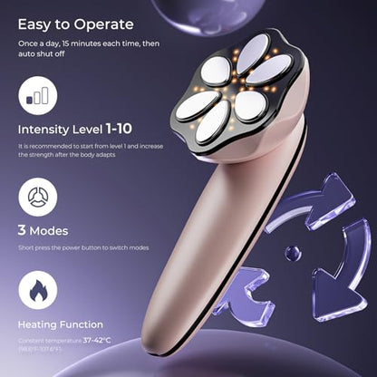 Cellulite Massage Tool - 4 in 1 Professional Body Sculpting Machine with 3 Modes, Heating Function10 Intensity Levels, Suitable for Belly, Waist, Buttocks, Arms, Legs, Wireless & Lightweight