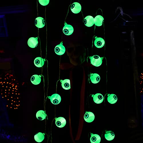 Décoration d'Halloween pour intérieur et extérieur : Guirlande lumineuse de 5 m avec 30 LED en forme d'yeux