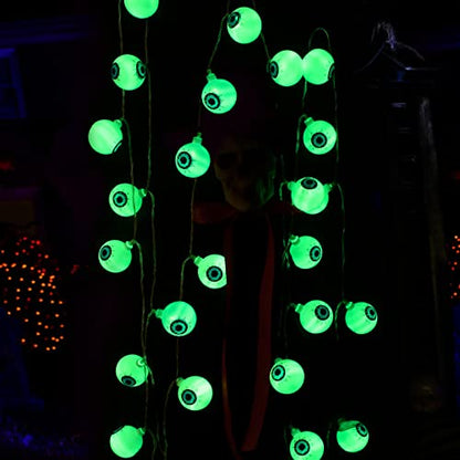 Décoration d'Halloween pour intérieur et extérieur : Guirlande lumineuse de 5 m avec 30 LED en forme d'yeux