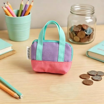 3-Pack Mini Coin Purse for Women – Nylon Cute Wallet for Coins – Compact Macaron Color, Ideal for Daily Use (Purple+Pink+Brown)