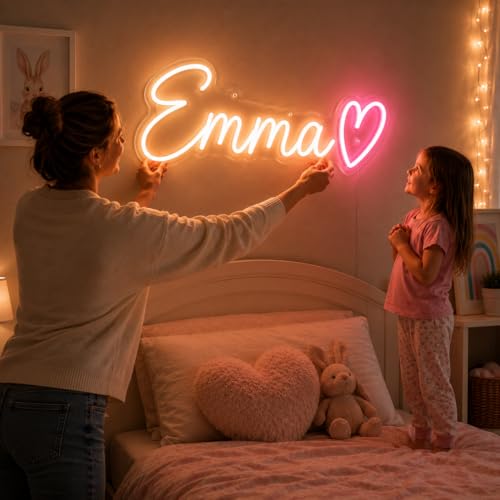 TIRXUIND Custom Neon Sign, Personalized LED Light Up Sign with Name, Text or Logo Customizable Neon Wall Decor for Wedding Birthday Bar Salon Beauty Room or Business Decoration