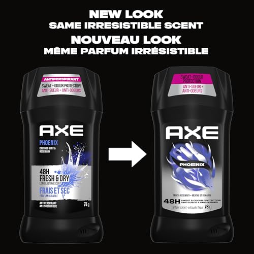 AXE Phoenix Antiperspirant Stick for 48-Hour Sweat and Odour Protection, Crushed Mint & Rosemary, 76g (Pack of 4)