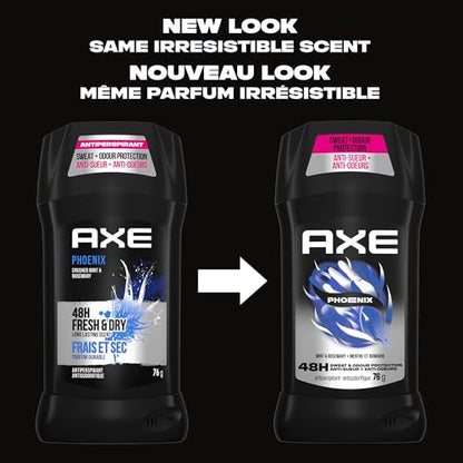 AXE Phoenix Antiperspirant Stick for 48-Hour Sweat and Odour Protection, Crushed Mint & Rosemary, 76g (Pack of 4)