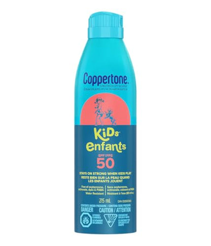 Coppertone Kids Sunscreen Face & Body Spray SPF 50, Water Resistant, 215mL