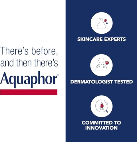 Aquaphor Lip Repair Lip Ointment for Extremely Dry, Chapped and Cracked Lips, Formulated with Panthenol and Vitamins C and E, Fragrance Free, Non Comedogenic Lip Balm, 10mL