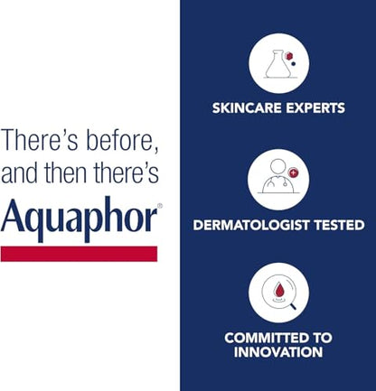 Aquaphor Lip Repair Lip Ointment for Extremely Dry, Chapped and Cracked Lips, Formulated with Panthenol and Vitamins C and E, Fragrance Free, Non Comedogenic Lip Balm, 10mL
