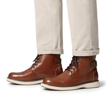 Bruno Marc Men's Motorcycle Combat Dress Boots,Brown,10