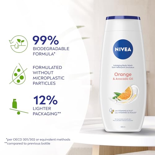 NIVEA Orange & Avocado Oil Body Wash, 3x500ml