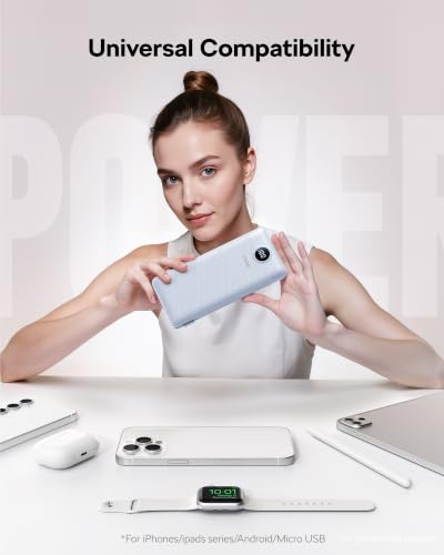 VEGER Portable Charger, 10000mAh Power Bank with Built-in Cables&Wall Plug