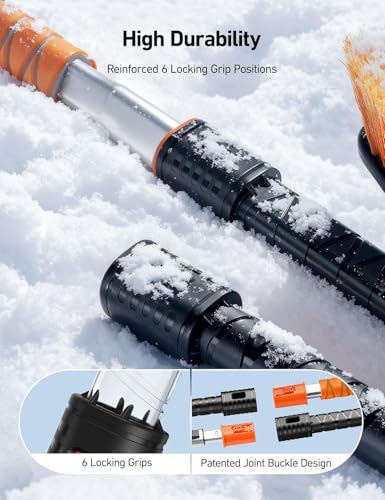 AstroAI 47.2" Extendable 360° Snow Brush for Car Ice Scraper Windshield