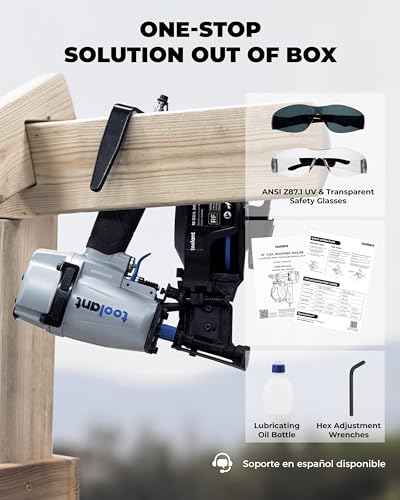 toolant Pneumatic Roofing Coil Nailer for 3/4" to 1-3/4", 15 Degree Nails