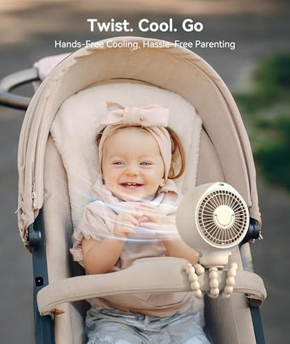 Dreamegg Baby Stroller Fan Travel, Portable Clip on Fan with Night Light