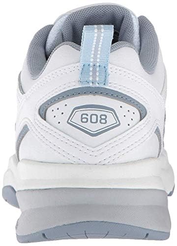 New Balance Women's 608 V5 Casual Comfort Cross Trainer, White/Light Blue, 9 M US