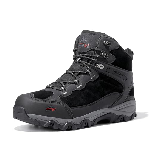 NORTIV 8 Men's Suede Waterproof Trekking Hiking Boots,Black,10