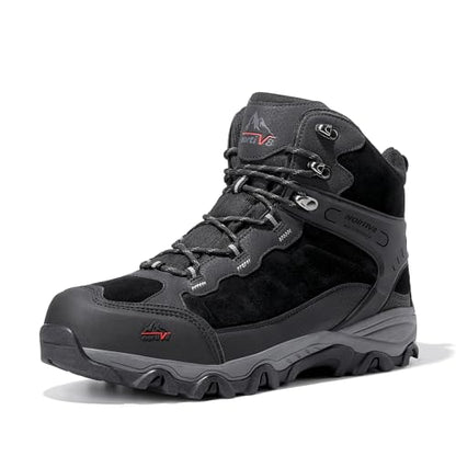 NORTIV 8 Men's Suede Waterproof Trekking Hiking Boots,Black,10