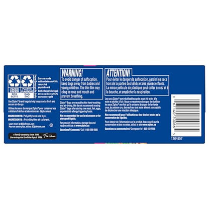 Ziploc Snack Bags, EasyGuide Seal, BPA-Free Food Storage, 100 Count
